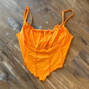 Orange Ruched crop top tank